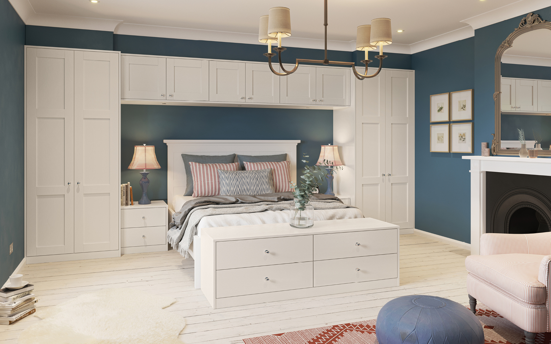 Shaker fitted wardrobes and overbed cupboards